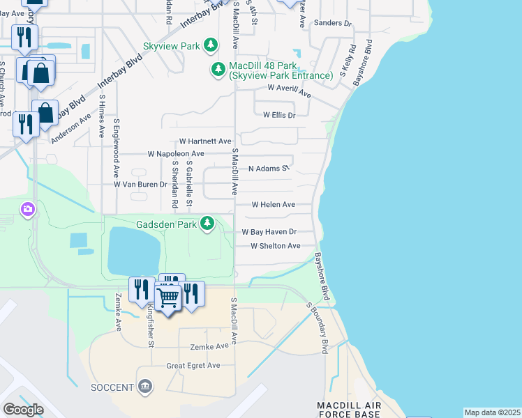map of restaurants, bars, coffee shops, grocery stores, and more near 3028 West Helen Avenue in Tampa