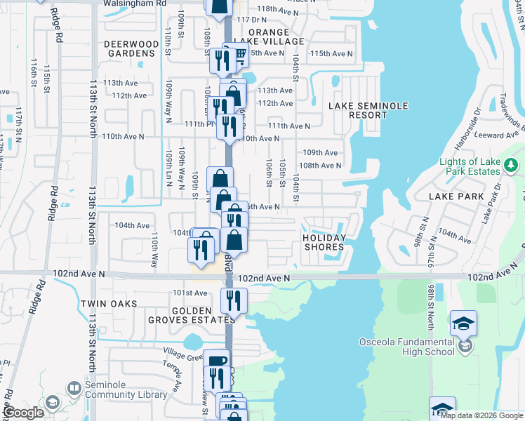 map of restaurants, bars, coffee shops, grocery stores, and more near 29 Tiffin Way in Largo