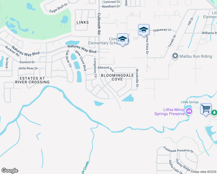 map of restaurants, bars, coffee shops, grocery stores, and more near 4604 Portobello Circle in Valrico