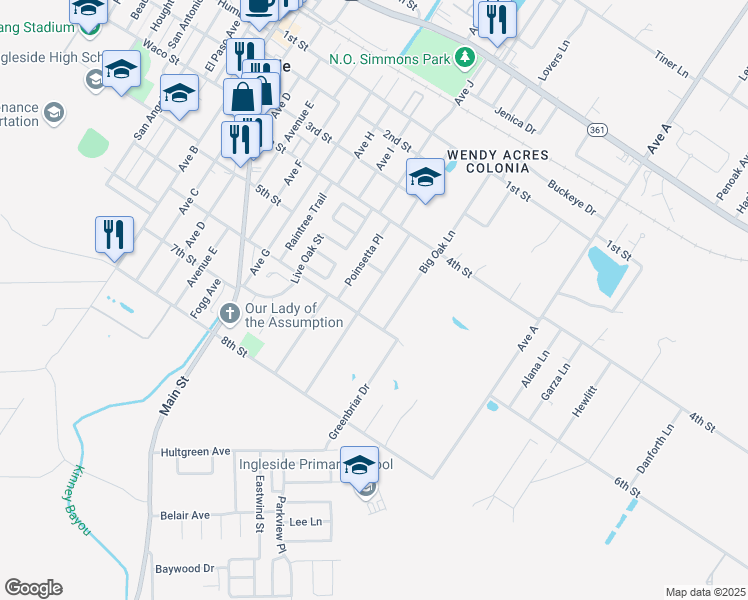 map of restaurants, bars, coffee shops, grocery stores, and more near 2562 Henrietta Place in Ingleside