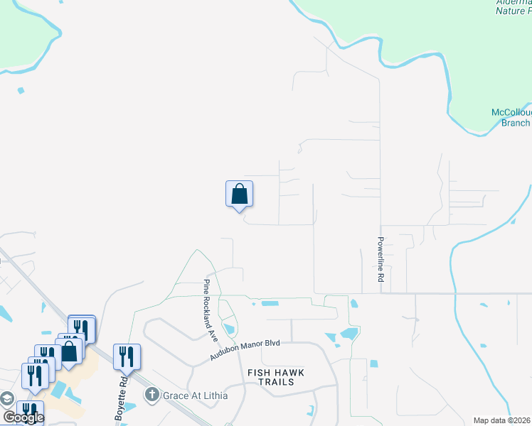 map of restaurants, bars, coffee shops, grocery stores, and more near 2216 Hinton Ranch Road in Lithia