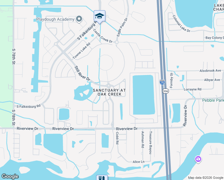 map of restaurants, bars, coffee shops, grocery stores, and more near 8531 Quarter Horse Drive in Riverview