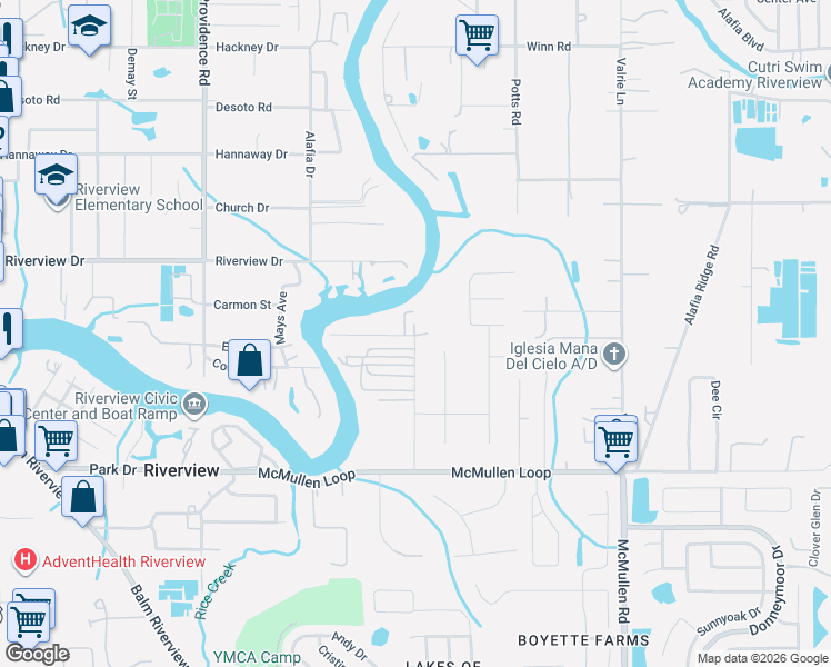 map of restaurants, bars, coffee shops, grocery stores, and more near 11332 Sylvan Green Lane in Riverview