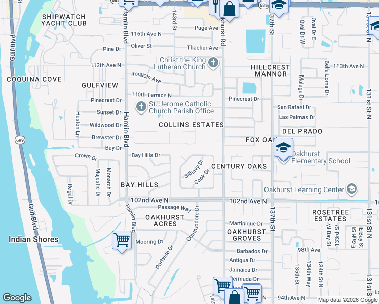 map of restaurants, bars, coffee shops, grocery stores, and more near 14197 Hetrick Circle North in Largo