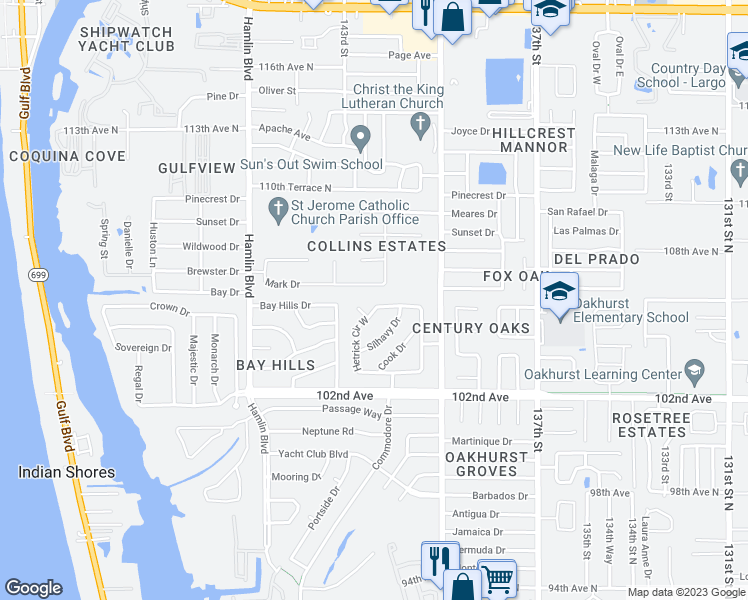 map of restaurants, bars, coffee shops, grocery stores, and more near 14197 Hetrick Circle North in Largo