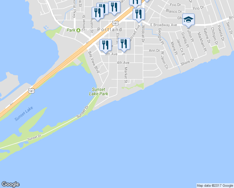 map of restaurants, bars, coffee shops, grocery stores, and more near 336 East Bayview Boulevard in Portland
