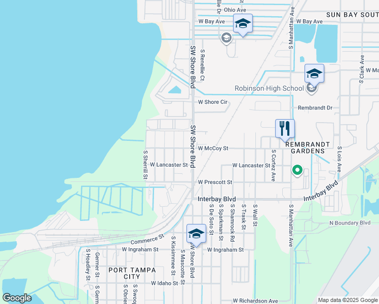 map of restaurants, bars, coffee shops, grocery stores, and more near 6625 County Road 587 in Tampa