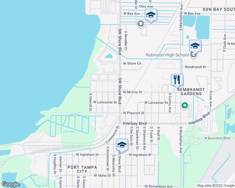 map of restaurants, bars, coffee shops, grocery stores, and more near 6625 County Road 587 in Tampa