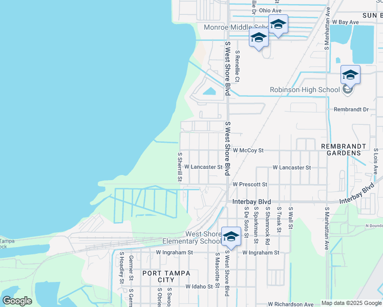 map of restaurants, bars, coffee shops, grocery stores, and more near 5005 West McCoy Street in Tampa