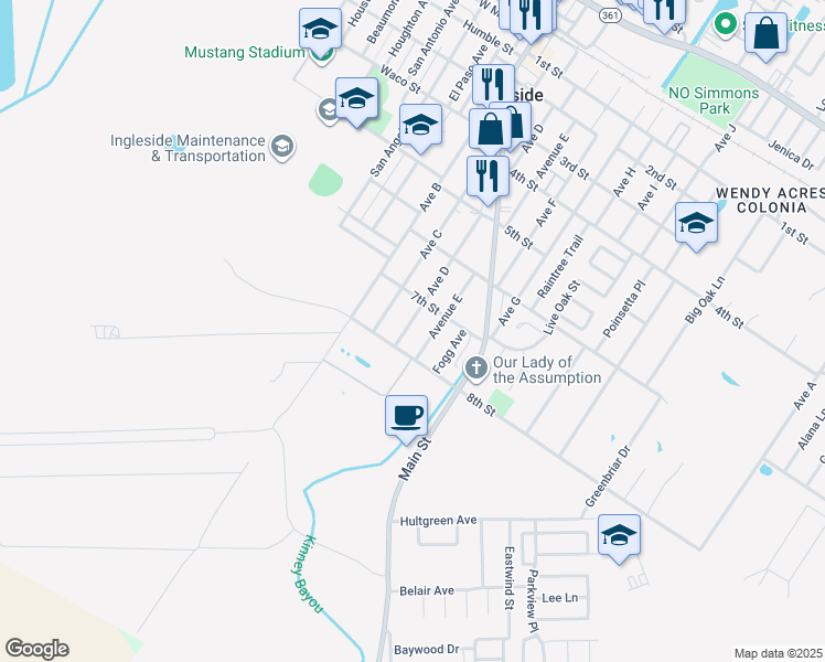 map of restaurants, bars, coffee shops, grocery stores, and more near 14 Avenue D in Ingleside