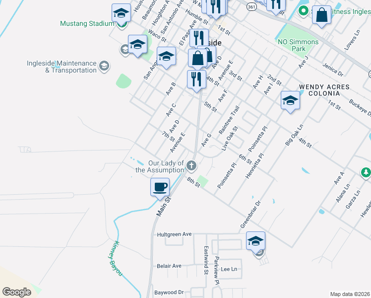 map of restaurants, bars, coffee shops, grocery stores, and more near 2414 7th Street in Ingleside