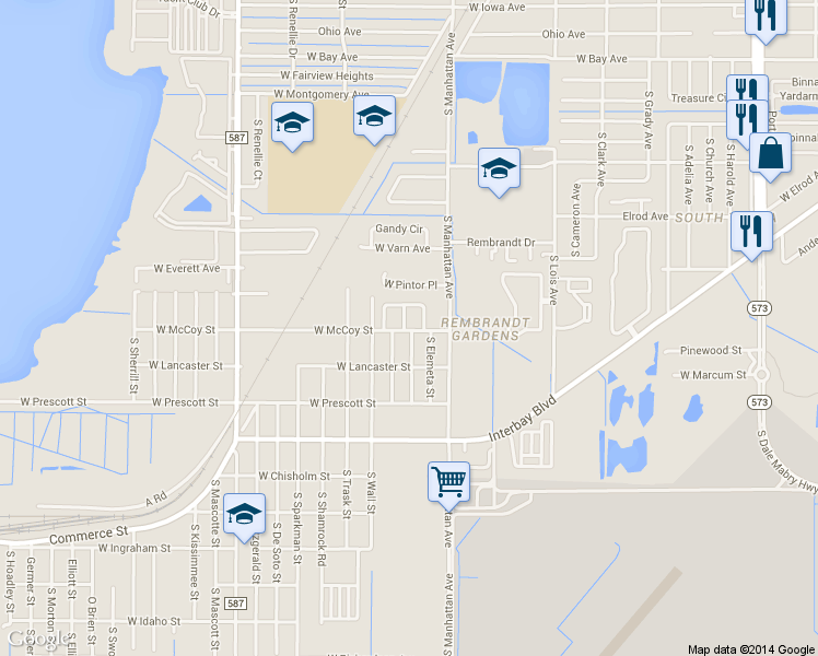 map of restaurants, bars, coffee shops, grocery stores, and more near 4403 Lanier Drive in Tampa