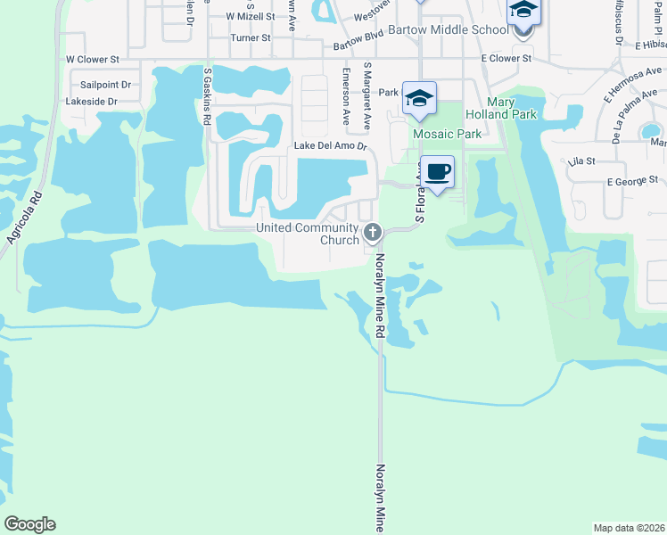 map of restaurants, bars, coffee shops, grocery stores, and more near 2316 Bowers Road in Bartow