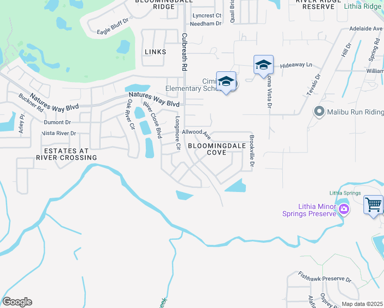 map of restaurants, bars, coffee shops, grocery stores, and more near 4526 Portobello Circle in Valrico