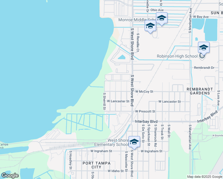 map of restaurants, bars, coffee shops, grocery stores, and more near 5005 West McCoy Street in Tampa