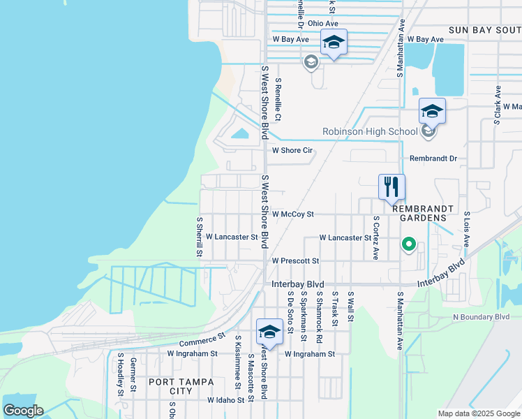 map of restaurants, bars, coffee shops, grocery stores, and more near 6625 County Road 587 in Tampa