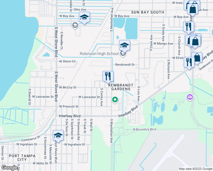 map of restaurants, bars, coffee shops, grocery stores, and more near 4403 Lanier Drive in Tampa