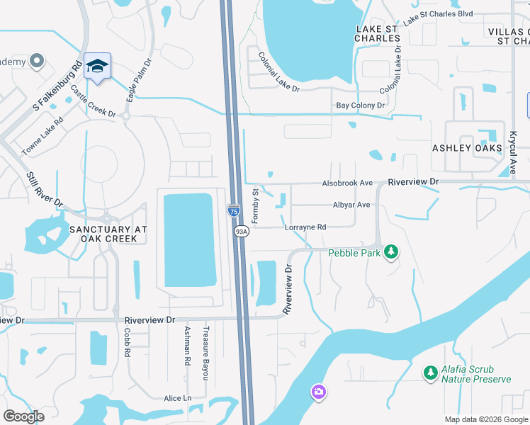 map of restaurants, bars, coffee shops, grocery stores, and more near 8016 Formby Street in Riverview