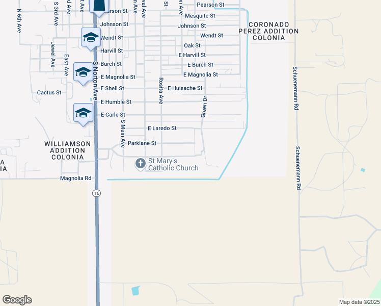 map of restaurants, bars, coffee shops, grocery stores, and more near 810 Stinson Drive in Freer