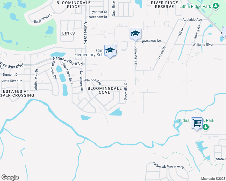 map of restaurants, bars, coffee shops, grocery stores, and more near 2618 Vinedale Avenue in Valrico