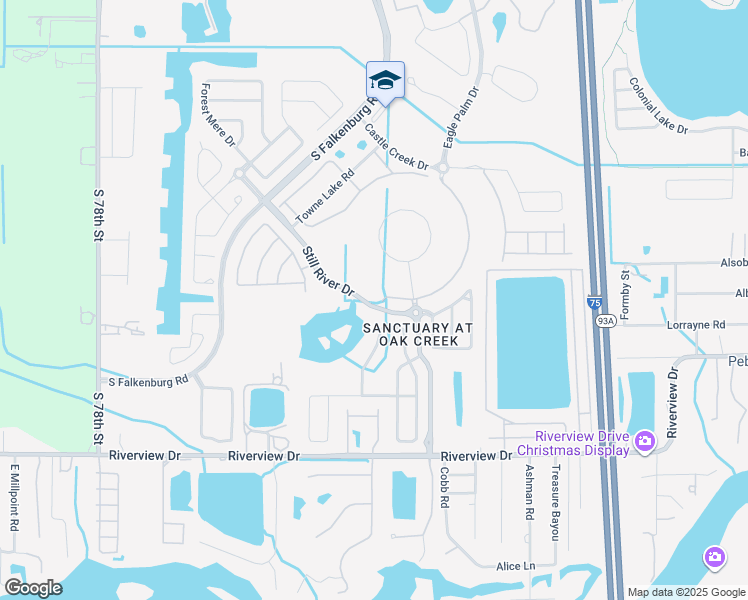 map of restaurants, bars, coffee shops, grocery stores, and more near 9117 Pinebreeze Drive in Riverview