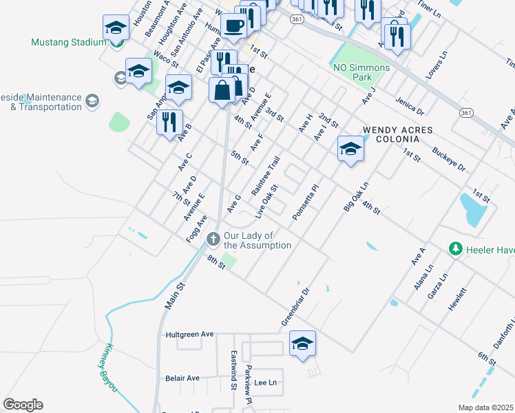 map of restaurants, bars, coffee shops, grocery stores, and more near 2356 Palm Drive in Ingleside