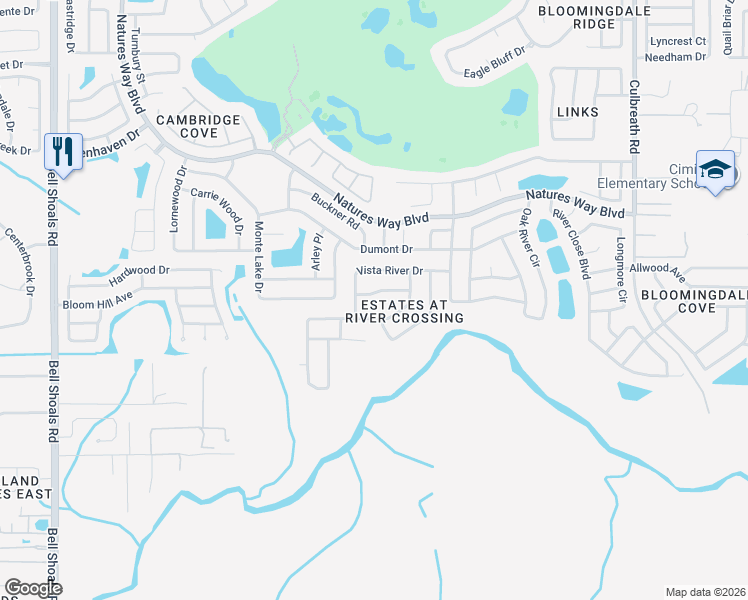 map of restaurants, bars, coffee shops, grocery stores, and more near 4503 River Overlook Drive in Valrico