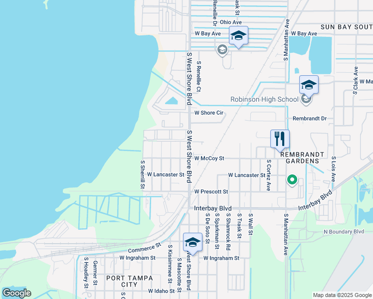 map of restaurants, bars, coffee shops, grocery stores, and more near 6625 County Road 587 in Tampa