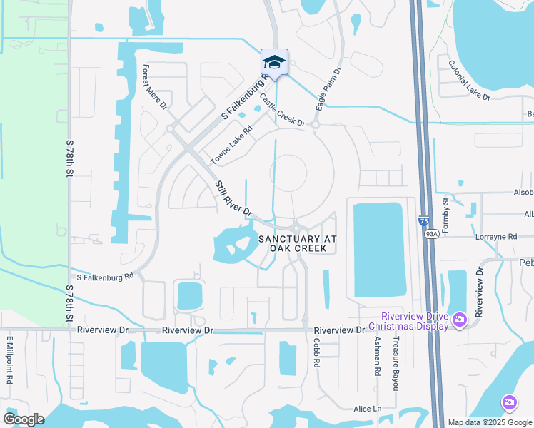 map of restaurants, bars, coffee shops, grocery stores, and more near 9117 Pinebreeze Drive in Riverview