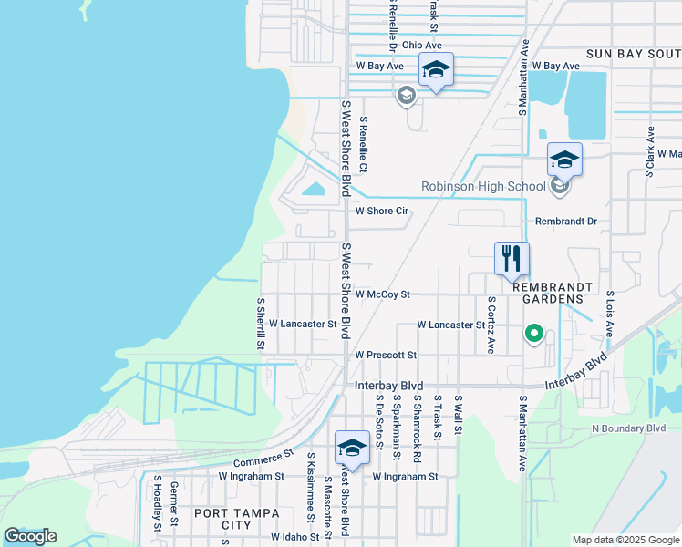 map of restaurants, bars, coffee shops, grocery stores, and more near 6625 County Road 587 in Tampa
