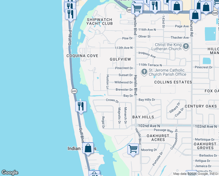map of restaurants, bars, coffee shops, grocery stores, and more near 14900 Cathy Lane in Largo