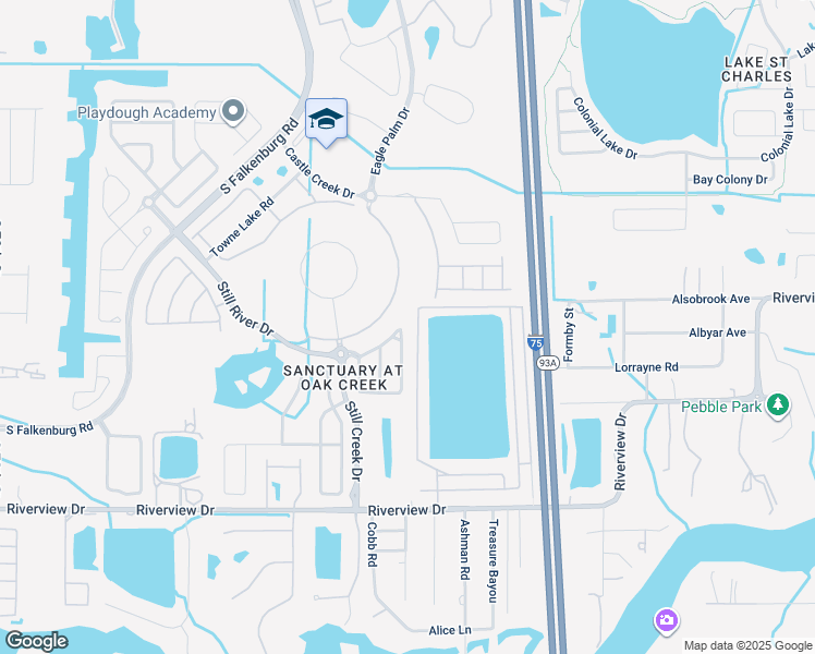 map of restaurants, bars, coffee shops, grocery stores, and more near 8419 Quarter Horse Drive in Riverview