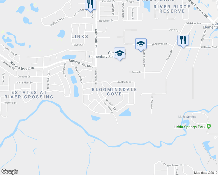 map of restaurants, bars, coffee shops, grocery stores, and more near 2603 Allwood Avenue in Valrico