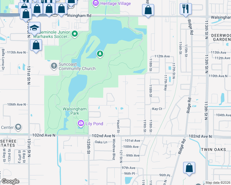 map of restaurants, bars, coffee shops, grocery stores, and more near 10808 Nina Street in Largo