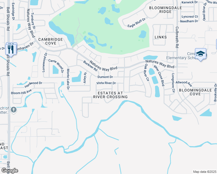 map of restaurants, bars, coffee shops, grocery stores, and more near 1902 Vista River Drive in Valrico