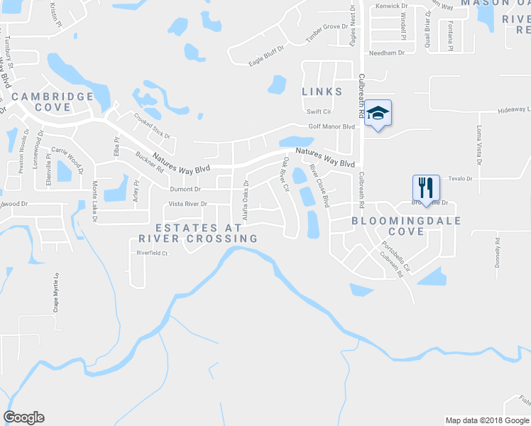 map of restaurants, bars, coffee shops, grocery stores, and more near 2009 River Park Court in Valrico