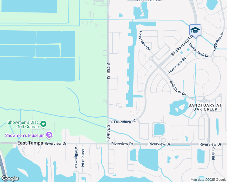 map of restaurants, bars, coffee shops, grocery stores, and more near 7827 Red Hickory Place in Riverview