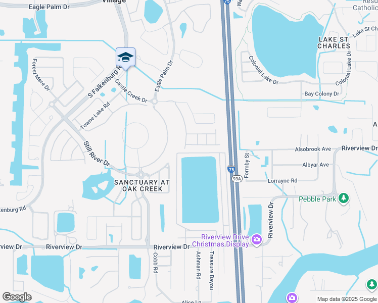 map of restaurants, bars, coffee shops, grocery stores, and more near 8533 Fantasia Park Way in Riverview