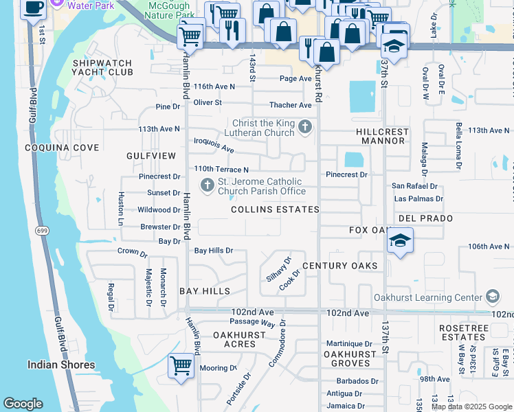 map of restaurants, bars, coffee shops, grocery stores, and more near 14286 Sunshine Ct in Largo
