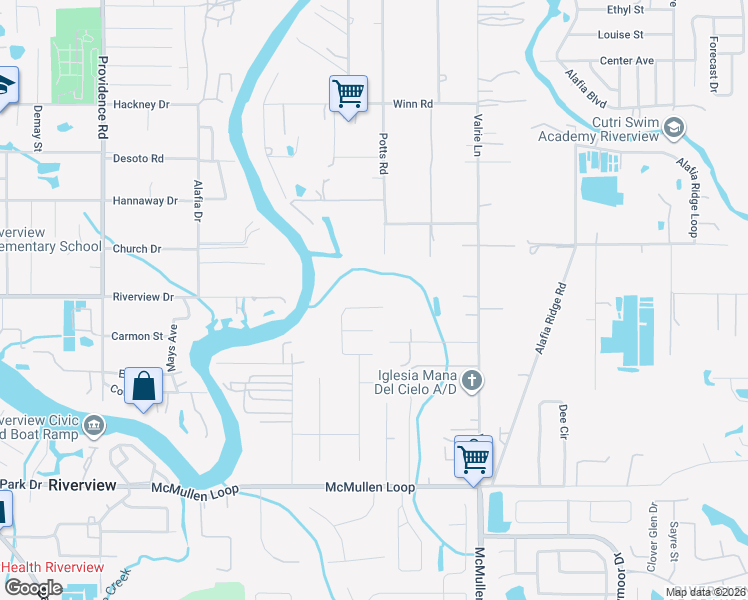 map of restaurants, bars, coffee shops, grocery stores, and more near 11534 River Country Drive in Riverview