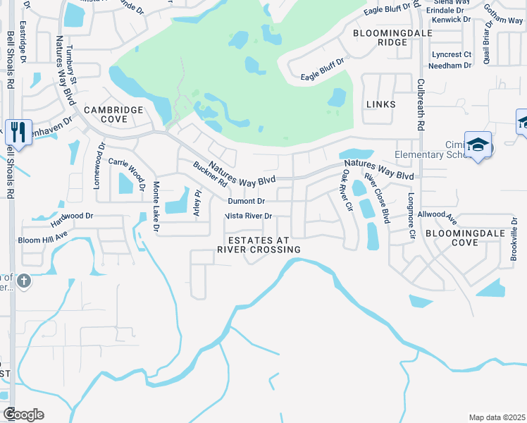 map of restaurants, bars, coffee shops, grocery stores, and more near 1902 Vista River Drive in Valrico