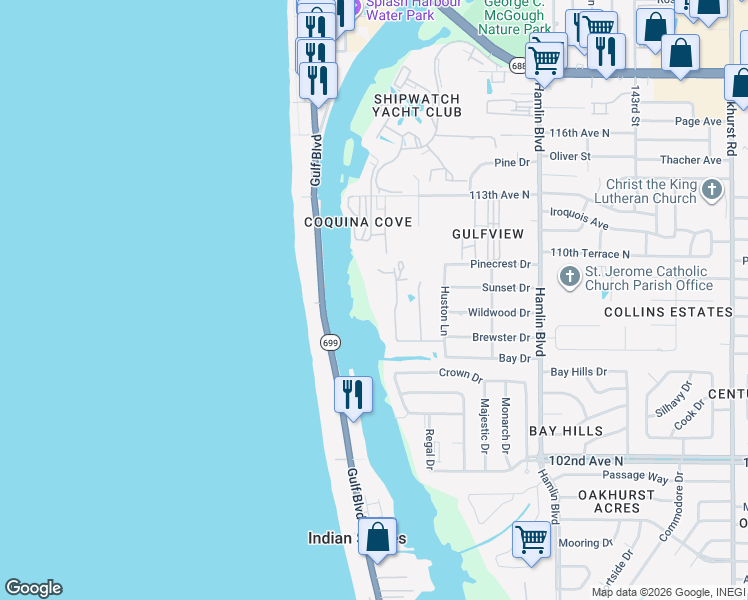 map of restaurants, bars, coffee shops, grocery stores, and more near 10850 Spring Street in Largo