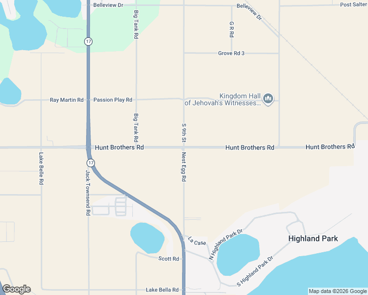 map of restaurants, bars, coffee shops, grocery stores, and more near Hunt Brothers Road in Lake Wales