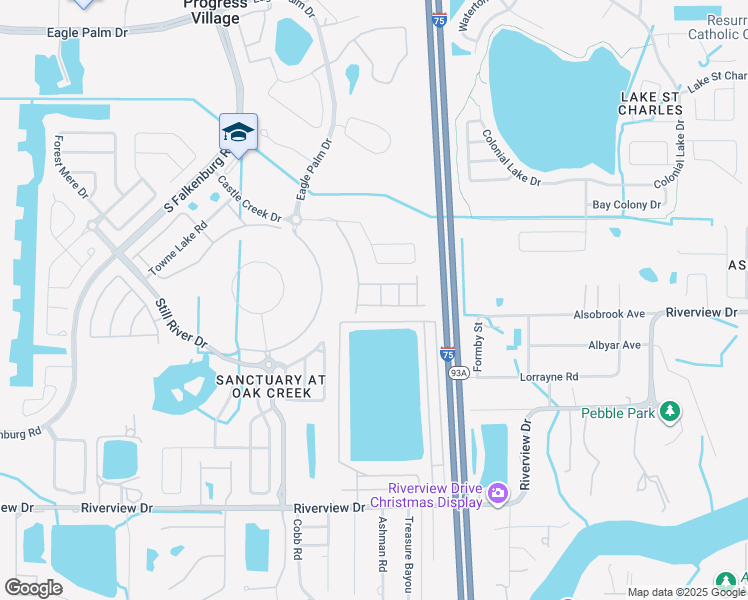 map of restaurants, bars, coffee shops, grocery stores, and more near 8533 Fantasia Park Way in Riverview
