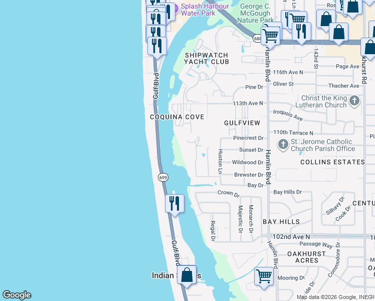 map of restaurants, bars, coffee shops, grocery stores, and more near 10850 Spring Street in Largo