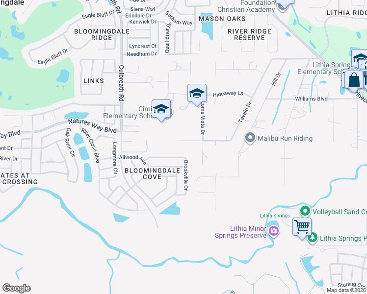 map of restaurants, bars, coffee shops, grocery stores, and more near 4435 Tevalo Drive in Valrico