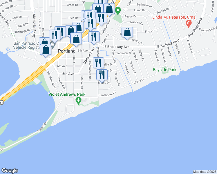 map of restaurants, bars, coffee shops, grocery stores, and more near 113 Magnolia Place in Portland