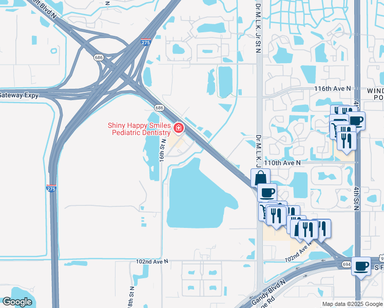 map of restaurants, bars, coffee shops, grocery stores, and more near 11201 Danka Circle North in St. Petersburg