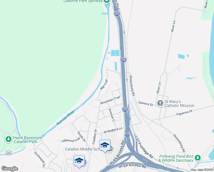 map of restaurants, bars, coffee shops, grocery stores, and more near 5341 Avenue C in Corpus Christi