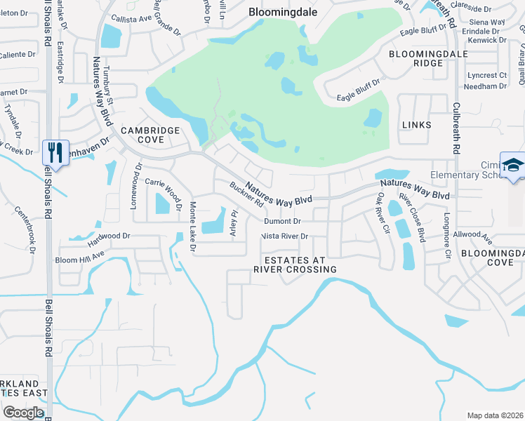 map of restaurants, bars, coffee shops, grocery stores, and more near 1435 Buckner Road in Valrico